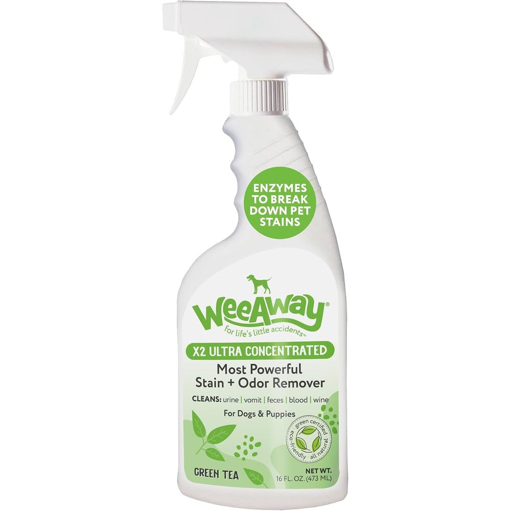 Wee Away X2 Dog Urine Stain And Odor Remover Double Strength Enzyme Spot Cleaner For Pet Accidents On Carpets And Furniture 16 Fluid Ounces