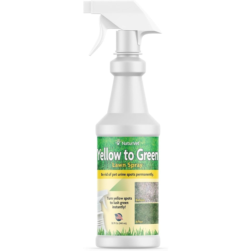 NaturVet Yellow To Green Lawn Pet Spot Remover Spray For Dog Urine Damage 32 Fluid Ounce Bottle