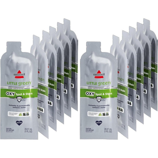 Bissell Little Green Pro Oxy Spot And Stain Super Concentrate Cleaning Formula For Portable Deep Cleaners, 6 Super Concentrate Pouches, Pack Of 2
