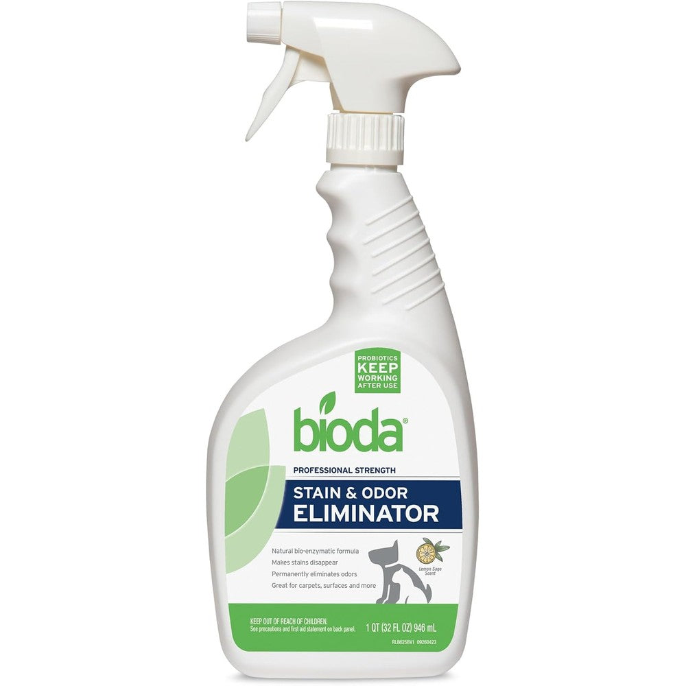 Bioda Commercial Strength Enzymatic Stain And Odor Eliminator For Pets Professional Grade Industrial Formula For Dog And Cat Urine 32 Fluid Ounce S...