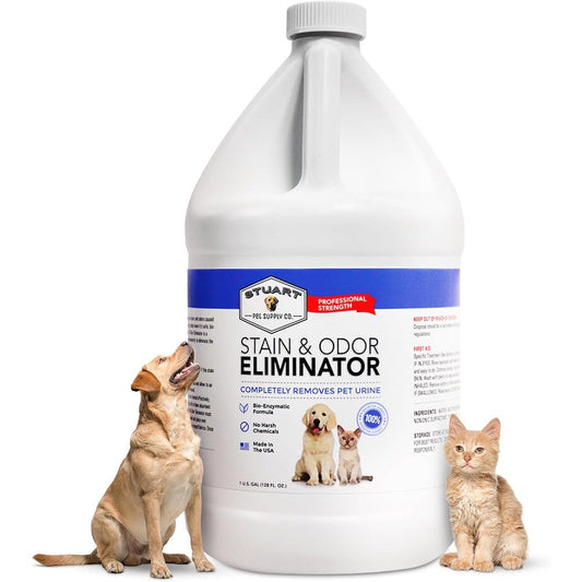 Stuart Pet Supply Co. Professional Strength Pet Odor Eliminator Enzyme Cleaner For Dog And Cat Urine Stains Fresh Linen Scent