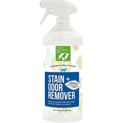 Only Natural Pet Enzyme Powered Stain And Odor Eliminator Professional Pet Urine Cleaner For Dogs And Cats Hardwood Carpets Upholstery 32 Fluid Ounces