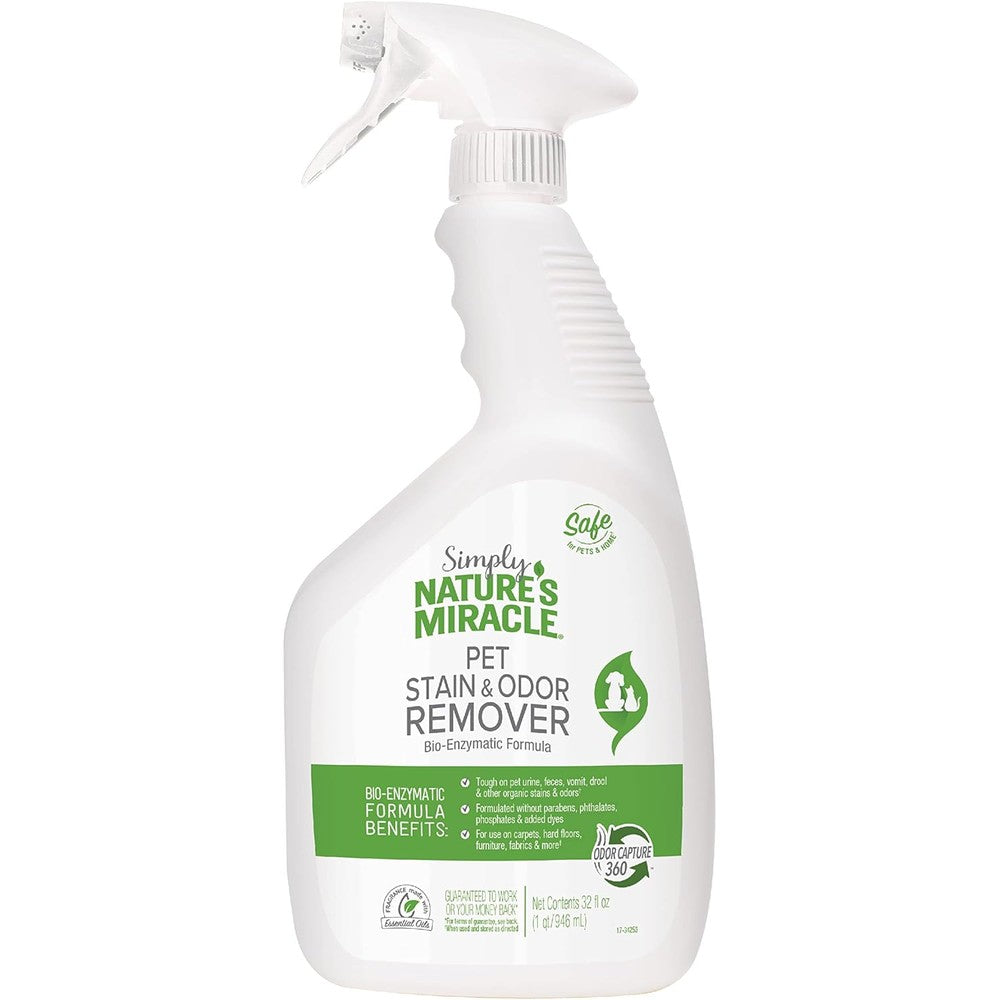 Nature's Miracle Simply Pet Stain And Odor Remover, 32 Fluid Ounce, Plant Derived Bio Enzymatic Formula For Urine And Organic Messes