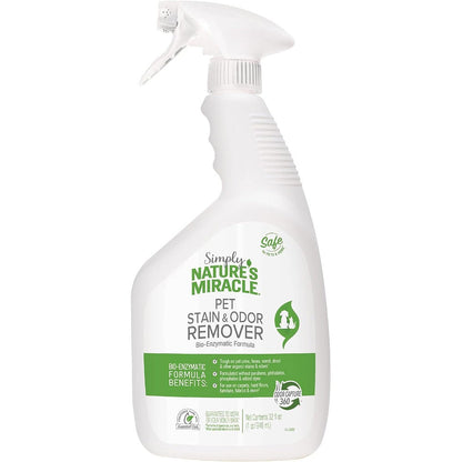 Nature's Miracle Simply Pet Stain And Odor Remover, 32 Fluid Ounce, Plant Derived Bio Enzymatic Formula For Urine And Organic Messes