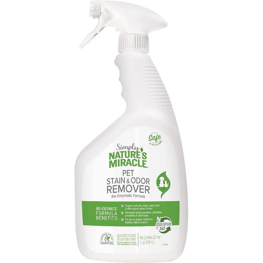 Nature's Miracle Simply Pet Stain And Odor Remover, 32 Fluid Ounce, Plant Derived Bio Enzymatic Formula For Urine And Organic Messes