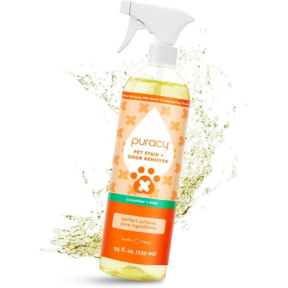 Puracy Natural Pet Stain And Odor Remover Professional Strength Enzyme Cleaner For Dog And Cat Accidents Cucumber And Mint 25 Fluid Ounces