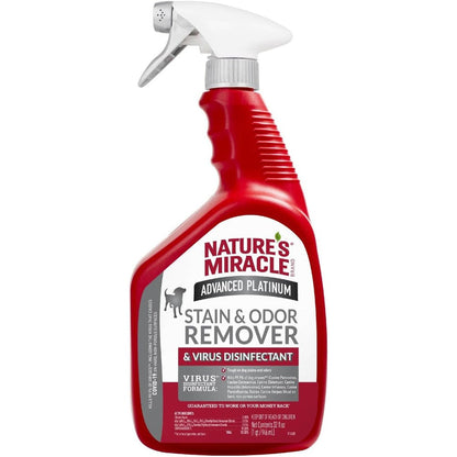 Nature's Miracle Advanced Platinum Stain And Odor Remover And Virus Disinfectant For Dogs 32 Fluid Ounces