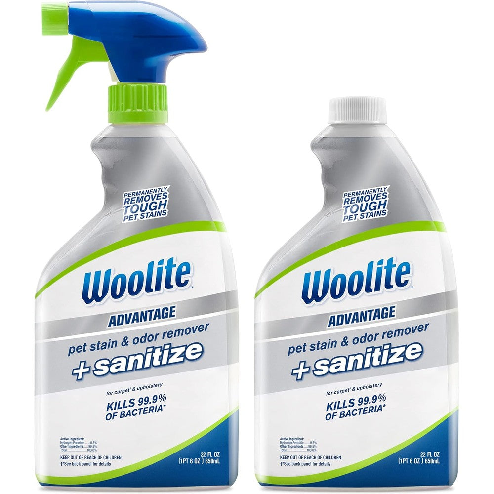 Bissell Woolite Advantage Pet Stain And Odor Remover Plus Sanitize 22 Fluid Ounce Bottle For Carpets And Upholstery