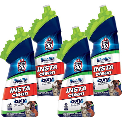 Bissell InstaClean Oxy Pet Spot And Stain Remover With Built In Brush Head, 18 Fluid Ounce, 4 Pack