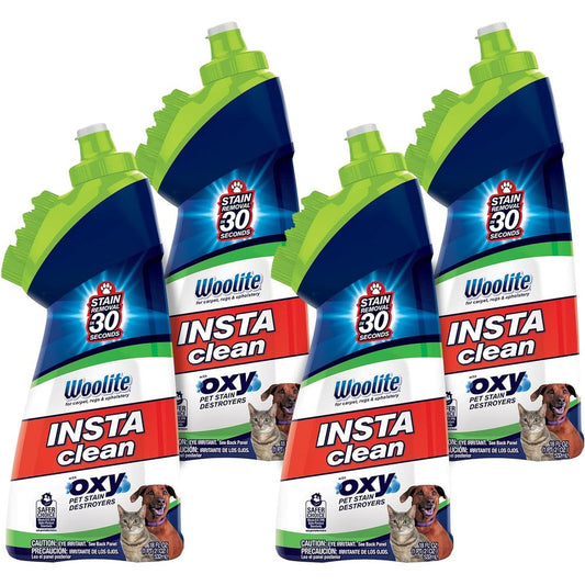 Bissell InstaClean Oxy Pet Spot And Stain Remover With Built In Brush Head, 18 Fluid Ounce, 4 Pack