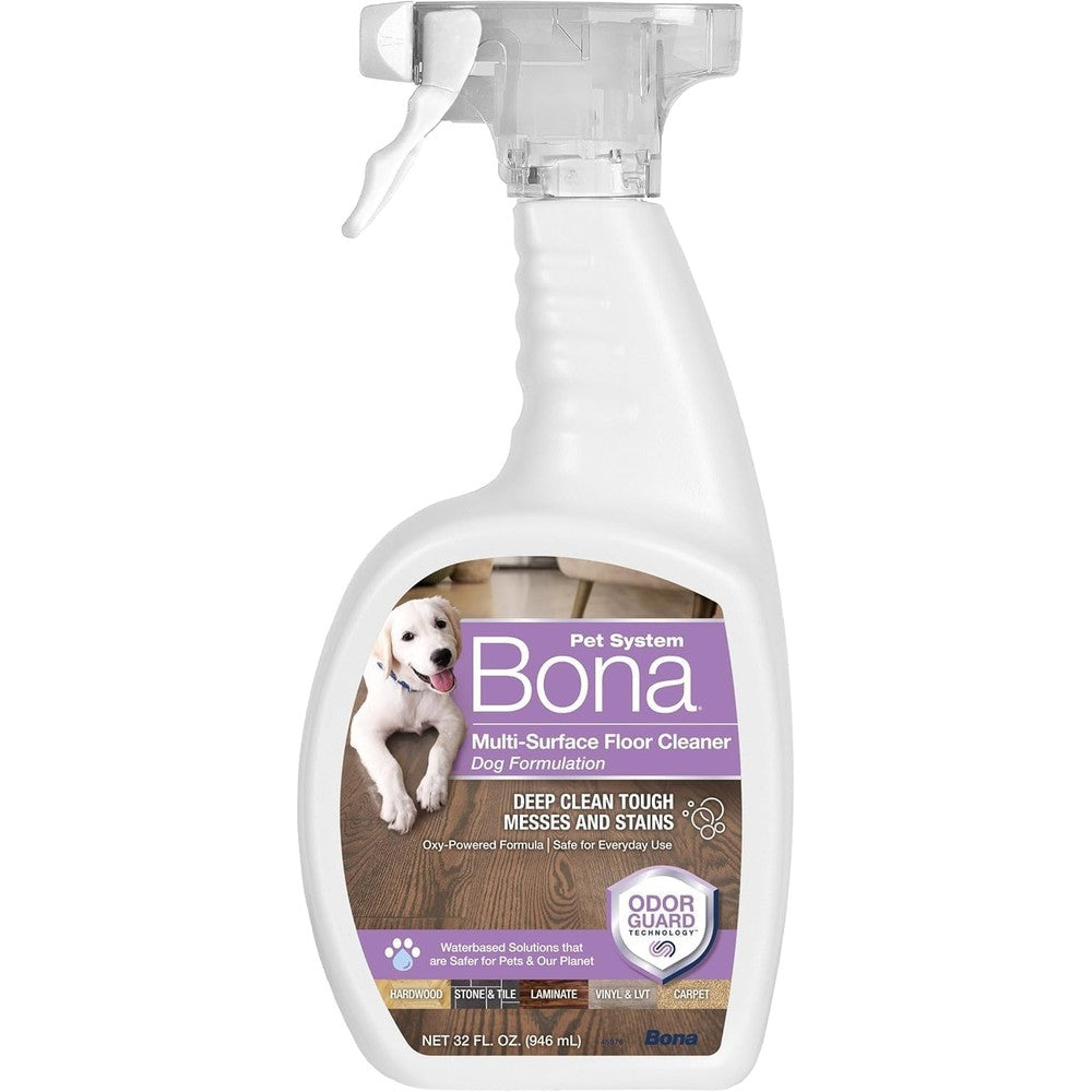 Bona Pet Spray Odor Eliminator Dog Formulation 32 Fluid Ounces For Multi Surface Floors And Carpeted Areas