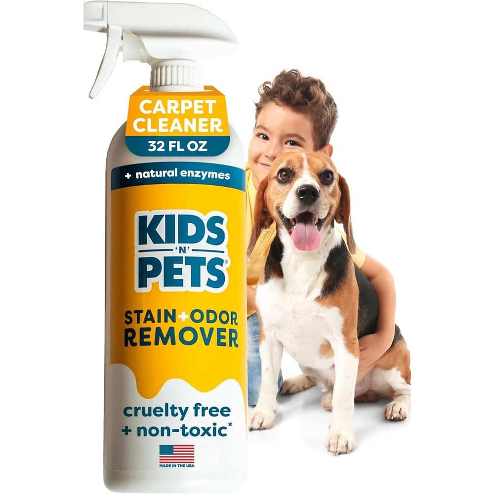 Kids 'N' Pets Instant All-Purpose Stain And Odor Remover For Dog Pee And Cat Urine Neutralizer For Carpet And Furniture Thirty Two Fluid Ounces