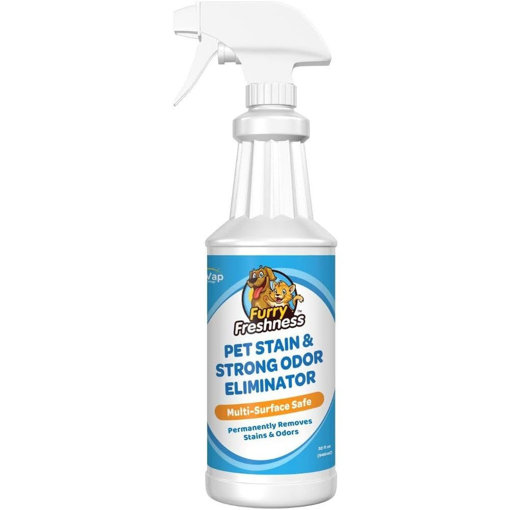 FurryFreshness Extra Strength Cat And Dog Pee Stain And Permanent Odor Remover With OxyVap Technology 32 Fluid Ounce Spray
