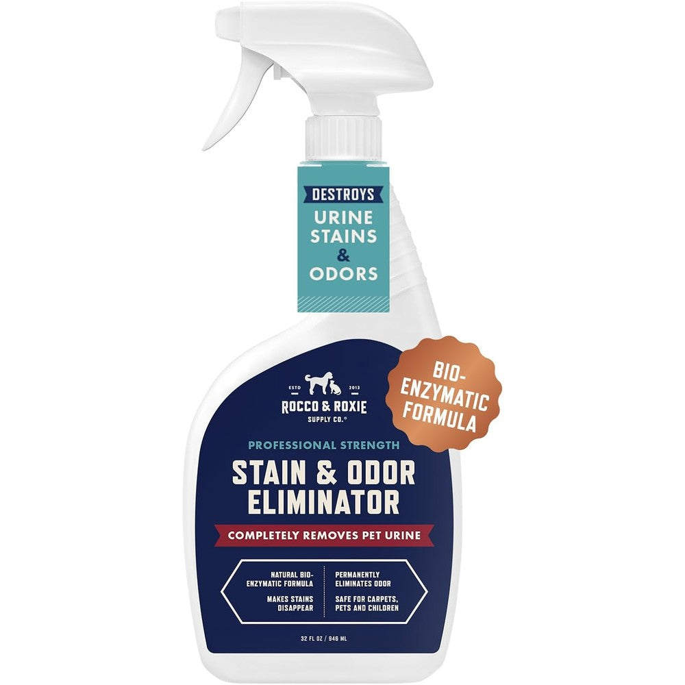 Rocco & Roxie Supply Co. Professional Strength Pet Stain And Strong Odor Eliminator Bio Enzymatic Urine Cleaner Spray Clear, 32 Fluid Ounce