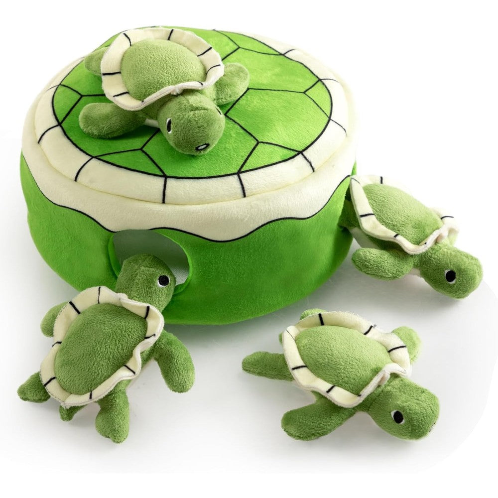Hollypet Hide And Seek Squeaky Plush Dog Toy Interactive Turtle Puzzle Stuffed Animal For Small And Medium Dogs