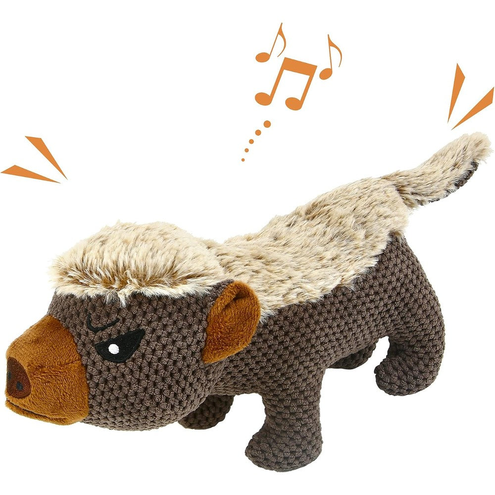 IOKHEIRA Dog Plush Toys For Aggressive Chewers Indestructible Squeaky Toy With Crinkle Paper Durable Teething Toy For Medium And Large Breed Grey