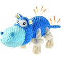 TOOPTATE Dog Toys for Aggressive Chewers Squeaky Plush Hippo Dog Toy for Medium and Large Dogs Blue Medium Size