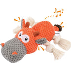 Iokheira Dog Plush Toy For Large Aggressive Chewers Indestructible Squeaky Stuffed Animal Toy With Cotton Rope Legs Carrot Orange Cattle Shape