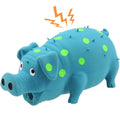 Andiker Dog Squeaky Toy Dots Latex Grunting Pig Dog Chew Toy For Dental Care And Anxiety Relief Blue Eight Inch