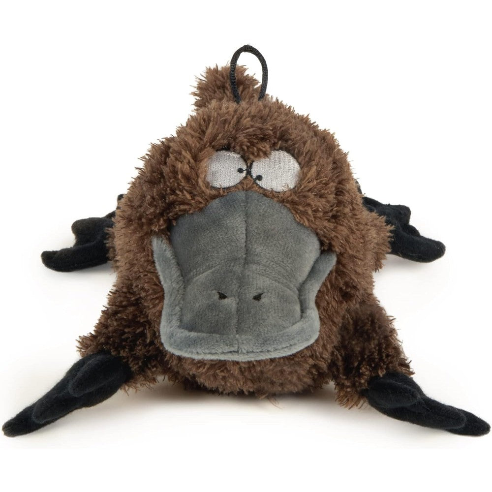 TrustyPup Strong N Silent Platypus Silent Squeak Plush Dog Toy With Chew Guard Technology Brown Large Size Ultra Sonic Squeaker For Quiet Playtime