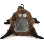 TrustyPup Strong N Silent Platypus Silent Squeak Plush Dog Toy With Chew Guard Technology Brown Large Size Ultra Sonic Squeaker For Quiet Playtime