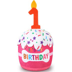 Dansydaisy Dog First Birthday Cake Squeaky Plush Toy Party Decoration Accessories For Small Medium And Large Dogs Pink Variant