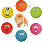 HDSX Smile Face Dog Squeaky Toys Soft Latex Squeak Balls For Puppy And Small Breed Dogs Non Toxic Rubber Pet Play Pack Six Pieces Set