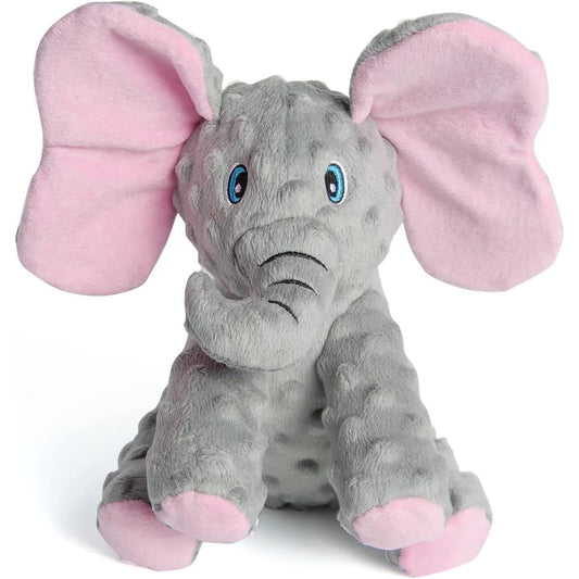 DODODOLA Dog Toys Cute Squeaky Elephant Plush Stuffed Animal Toy With Crinkle Paper For Small Medium Large Dogs