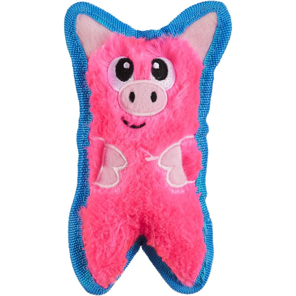 Outward Hound Durablez Minis Squeaky Plush Dog Toy Stuffingless Tough Interactive Toy For Puppies And Small Dogs Pig Variant 6.8 Inches