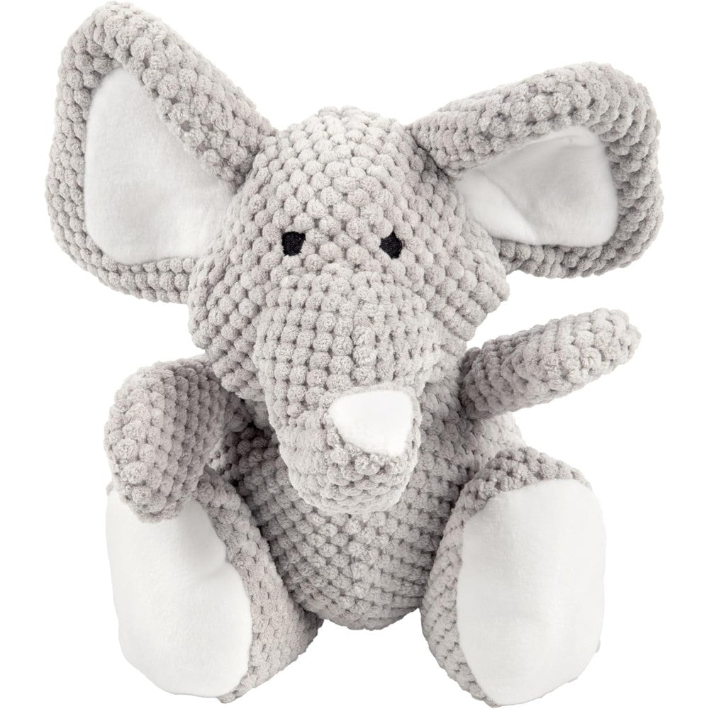 goDog Checkers Elephant Tough Plush Dog Toy With Chew Guard Technology Durable Checkered Fabric And Squeaker For Active Play Gray Large