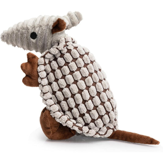 Hollypet Squeaky Armadillo Plush Dog Chew Toy For Teeth Cleaning Boredom Relief Interactive Stuffed Puppy Toy For All Breed Sizes Gray 8 Inch
