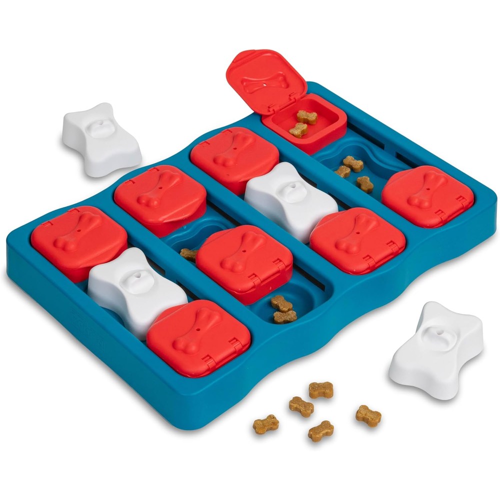 Outward Hound Nina Ottosson Dog Brick Interactive Treat Puzzle Dog Toy Level Two Intermediate Enrichment Feed Game One Count