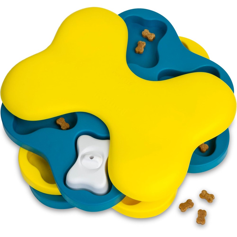 Outward Hound Nina Ottosson Dog Tornado Interactive Treat Puzzle Toy Level Two Intermediate Three Spinning Layers Blue One Size