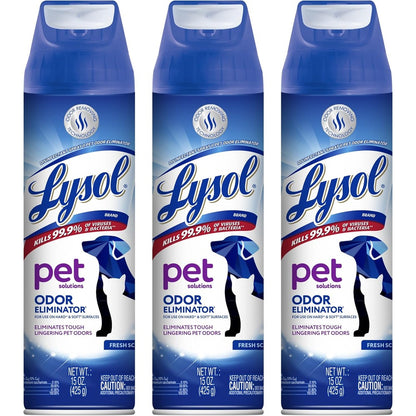 Lysol Pet Odor Eliminator Sanitizing And Disinfecting Spray For Pet Odors Fresh Scent 15 Ounces Pack Of 3