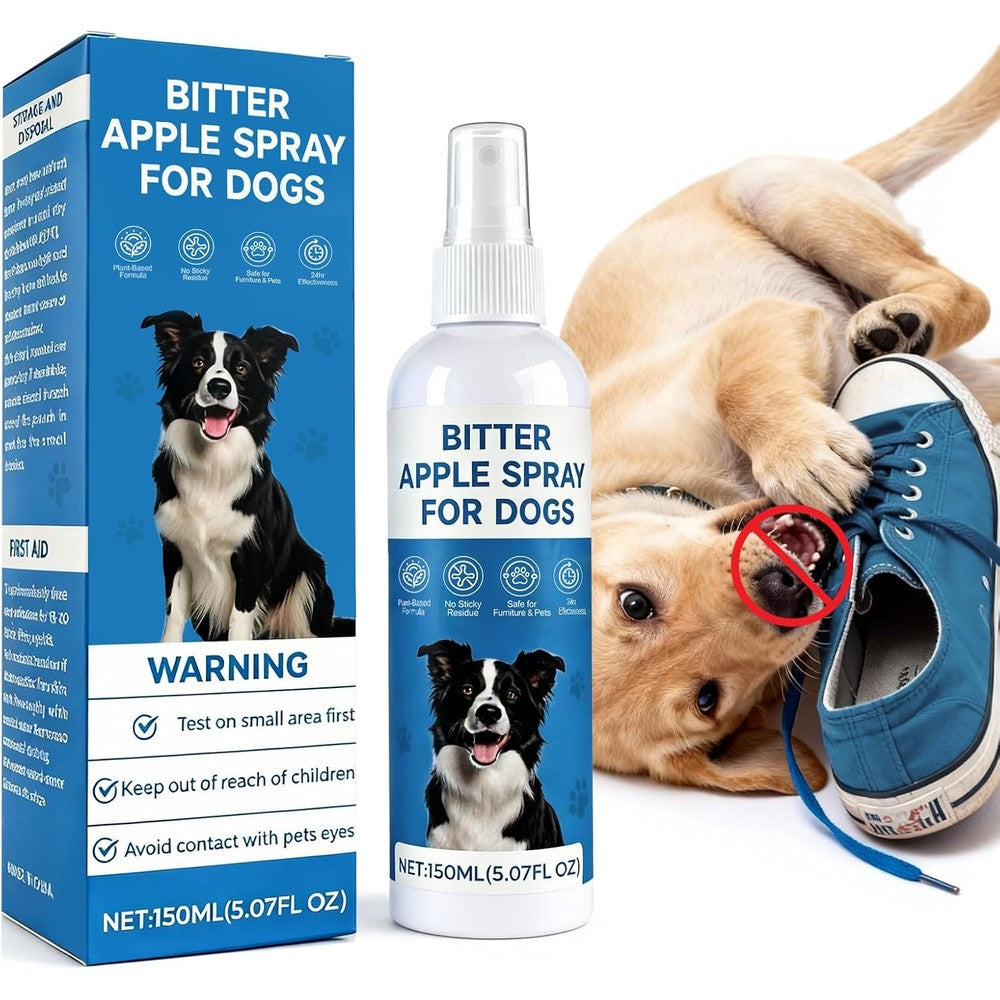 QHZ Bitter Apple Spray For Dogs Alcohol Free No Chew Deterrent For Furniture And Shoes 150 Milliliter