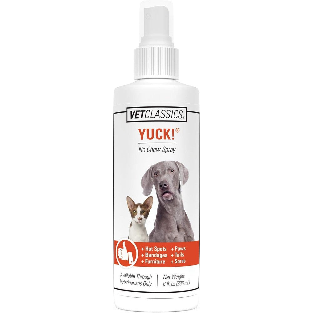 Vet Classics Yuck No Chew Training Spray For Dogs And Cats Water Based Bittering Deterrent 8 Fluid Ounce