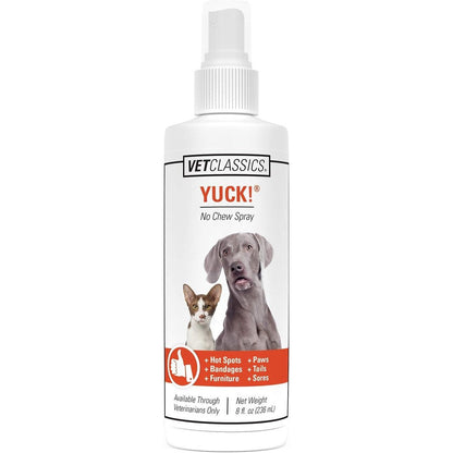 Vet Classics Yuck No Chew Training Spray For Dogs And Cats Water Based Bittering Deterrent 8 Fluid Ounce