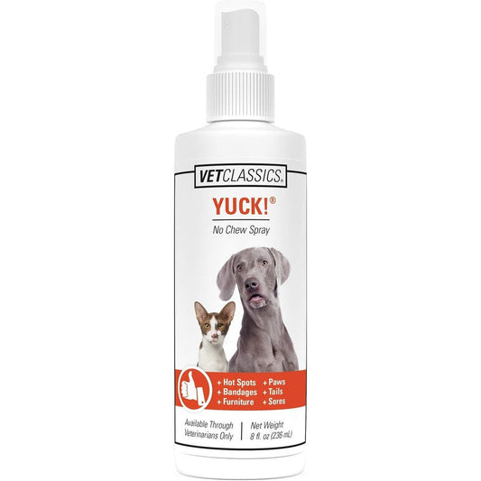 Vet Classics Yuck No Chew Training Spray For Dogs And Cats Water Based Bittering Deterrent 8 Fluid Ounce