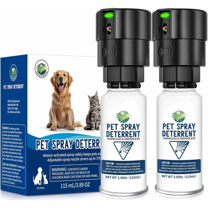 Diloqio Cat Spray Deterrent System 2 Pack Motion Activated Indoor Pet Repellent For Cats And Dogs With Odorless Mist 3.89 Fluid Ounce Canisters