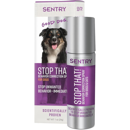 Sentry Pet Care Stop That! Behavior Correction Spray For Dogs With Noise And Pheromones For Excessive Barking And Jumping Correction