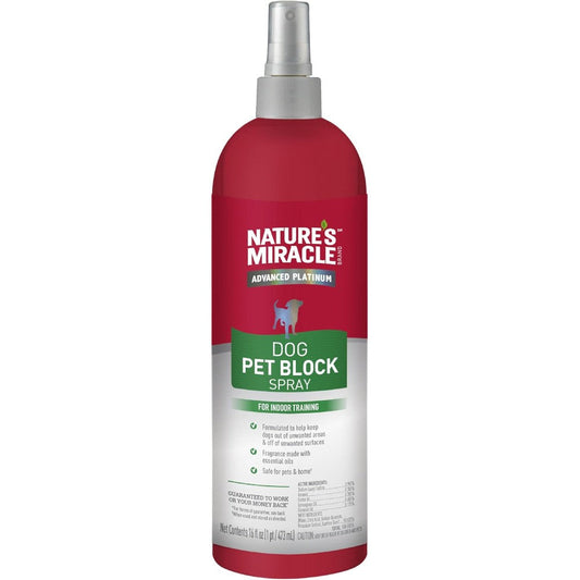 Nature's Miracle Advanced Platinum Dog Pet Block Repellent Spray For Indoor Training 16 Fluid Ounces