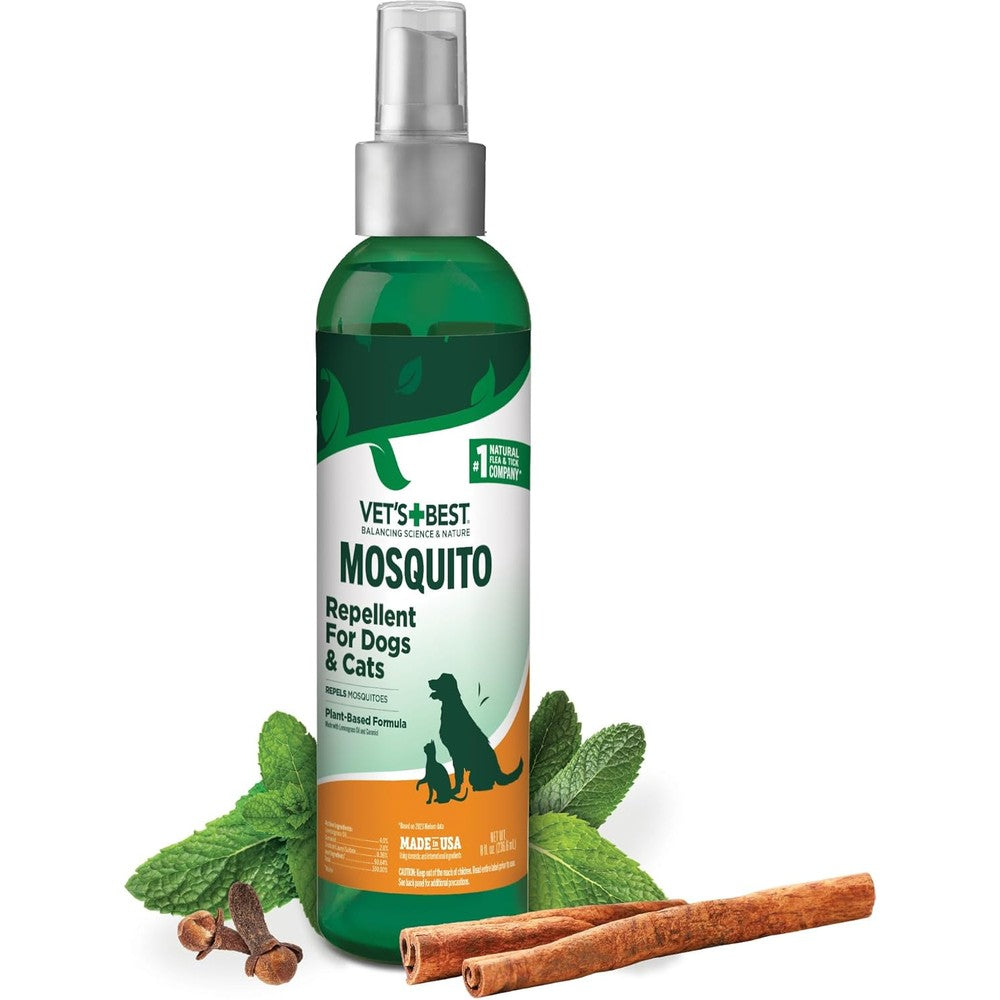 Vet's Best Natural Mosquito Repellent Spray For Dogs And Cats Plant-Based Protection With Certified Essential Oils 8 Fluid Ounces