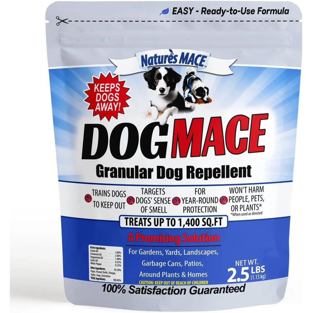 Nature's Mace Granular Dog Repellent 2.5 Pound Outdoor Deterrent For Lawns Gardens And Flower Beds