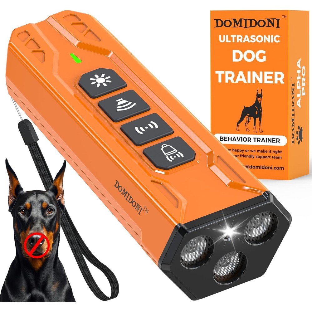 DomiDoni Alpha Pro Dog Bark Deterrent Device With 3X Ultrasonic Modes And Rechargeable Battery For Effective Behavior Training