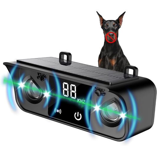 Generic Solar Ultrasonic Dog Bark Deterrent Device Outdoor Waterproof Anti Barking Control With 50 Foot Range For Small Medium And Large Dogs