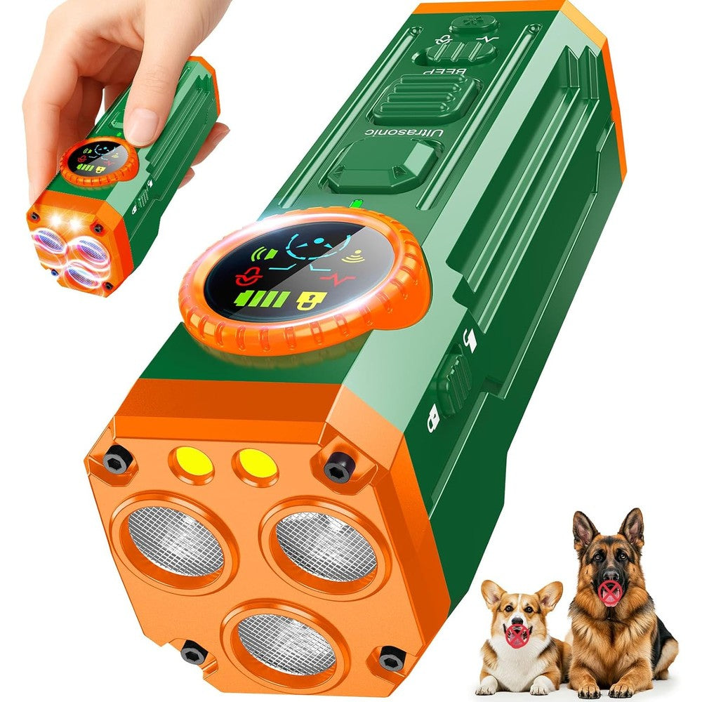 Fihuxoz 2026 Upgraded Smart Display Anti Barking Device 3X Ultrasonic Dog Bark Deterrent With Flashlight Rechargeable Silencer
