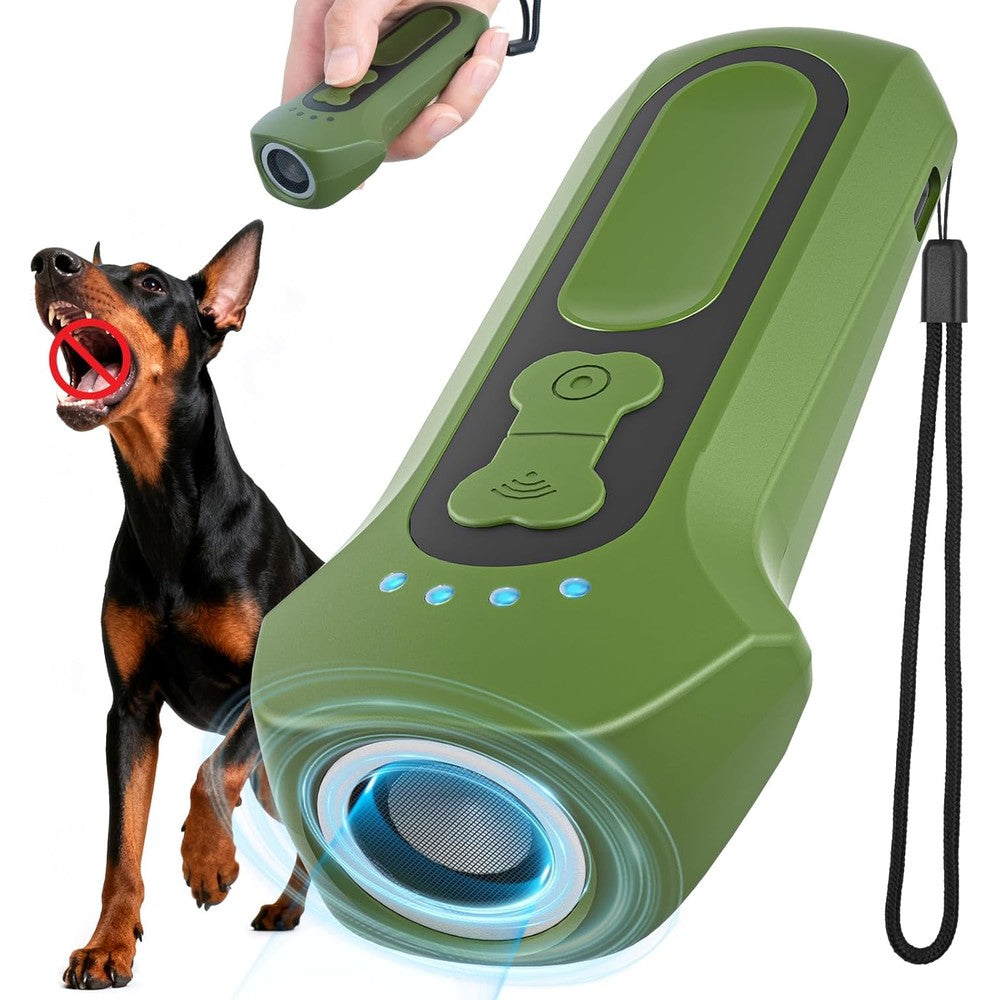Firlonale Ultrasonic Dog Bark Deterrent Device Portable Anti Barking Tool With Led Flashlight And Rechargeable Battery For Behavior Correction