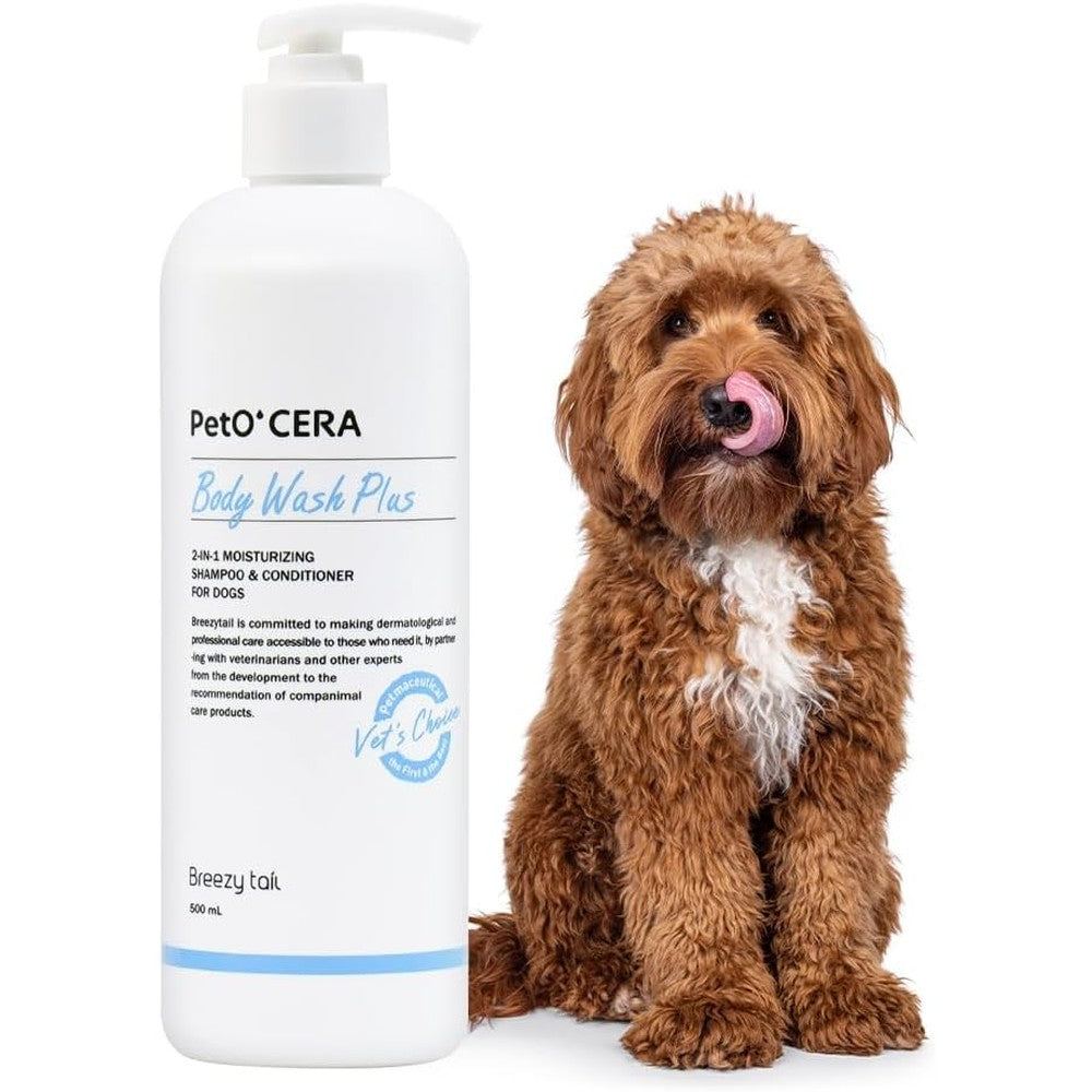 Breezytail PetOCera Plus Two In One Dog Shampoo And Conditioner For Doodles And Curly Coats Sensitive Skin Formula Sixteen Point Nine Fluid Ounces