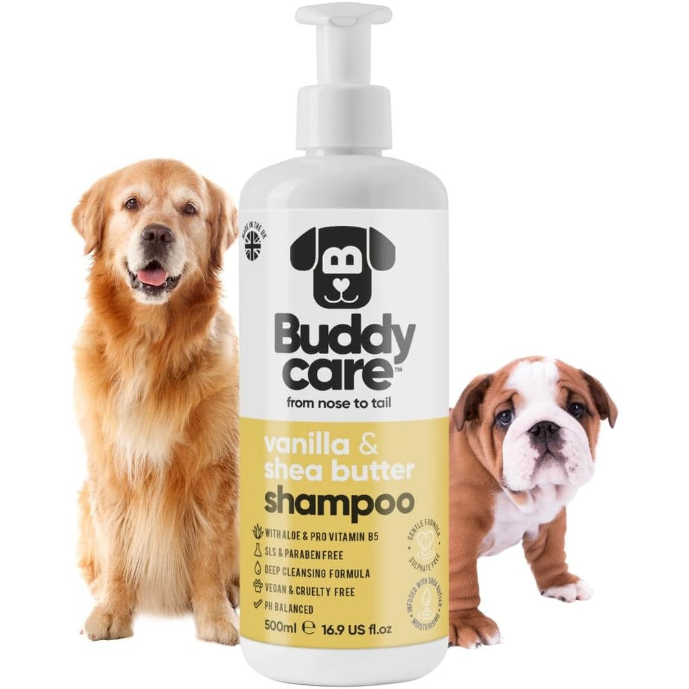 Buddycare Vanilla And Shea Butter Dog Shampoo For Sensitive Skin Itch Relief Deep Cleansing pH Balanced Formula 16.90 Fluid Ounces