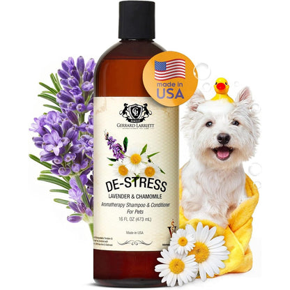 Gerrard Larriett De-Stress Lavender And Chamomile Aromatherapy Dog Shampoo And Conditioner 16 Fluid Ounce For Itchy Skin Relief